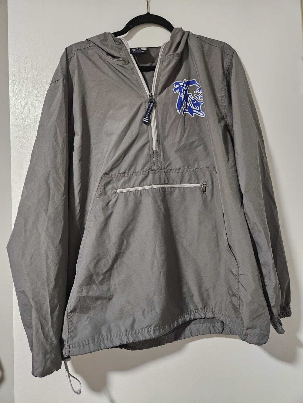 Charles River Apparel Tishomingo County Braves Gray Windbreaker Size Large